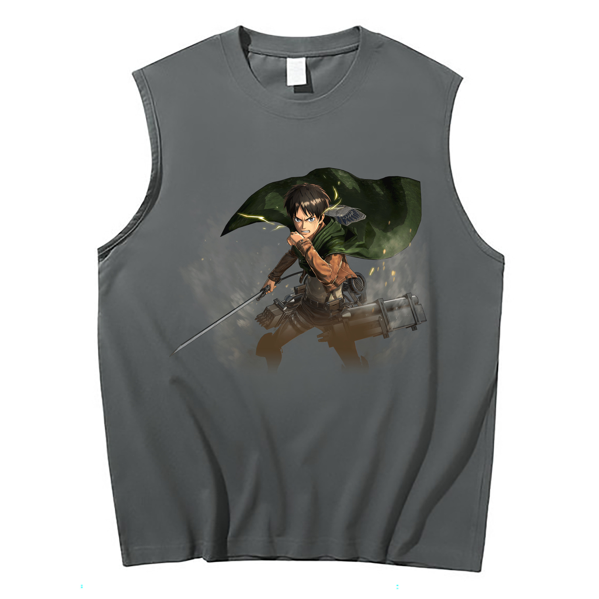 （画像用） 進撃の巨人 エレン･イェーガー Attack on Titan Eren Jäger コットン100％タンクトップ（フロントプリント）